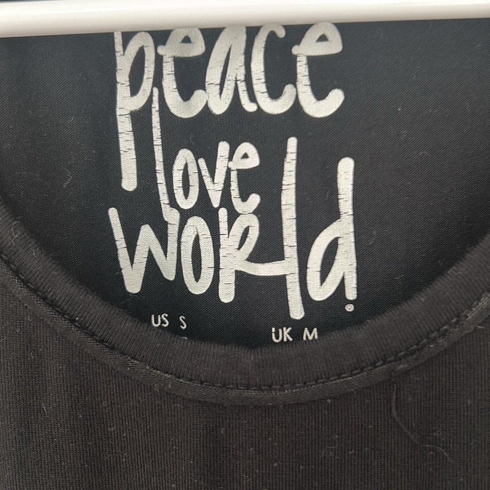 Peace Love World Women’s Tank Top cotton shirt, size small black extra long - Picture 3 of 6